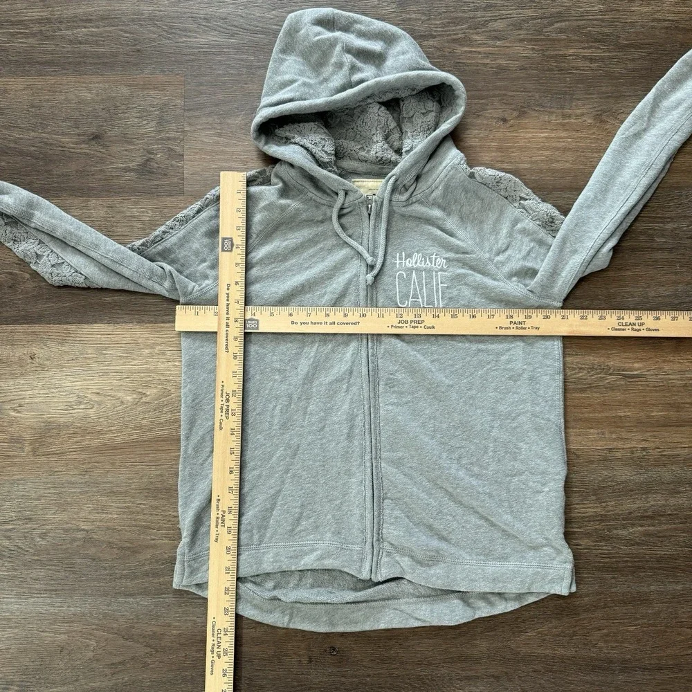 Y2K Style Hollister Full‎ Zip Grey Hooded Jacket Sz L Lace Bella Swan Core